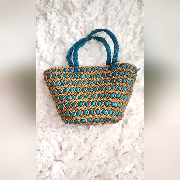 Straw Beach bag brand new with tag,but zipper is off - Picture 1 of 5
